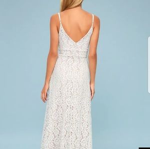 Lulu's Cressida White Lace Maxi Dress